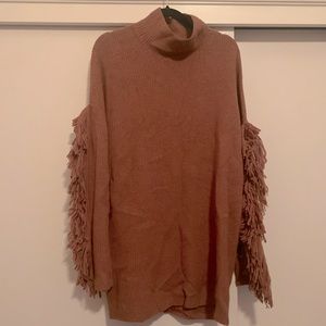 BCBG fringe sleeve sweater dress